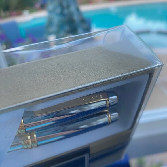 Cross Bailey Vintage Chrome with Gold Tone Pen & Pencil Set Including Gift Box - Picture 5 of 6